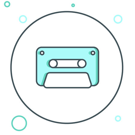 Line Retro audio cassette tape icon isolated on white background. Colorful outline concept. Vector.のイラスト素材