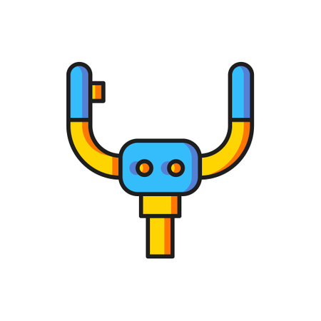 Color Aircraft steering helm icon isolated on white background. Aircraft control wheel. Flat filled outline style with shadow. Vector.のイラスト素材