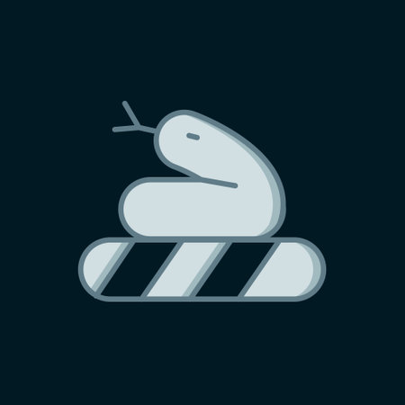 Line Snake icon isolated on black background. Flat filled outline style with shadow. Vector.