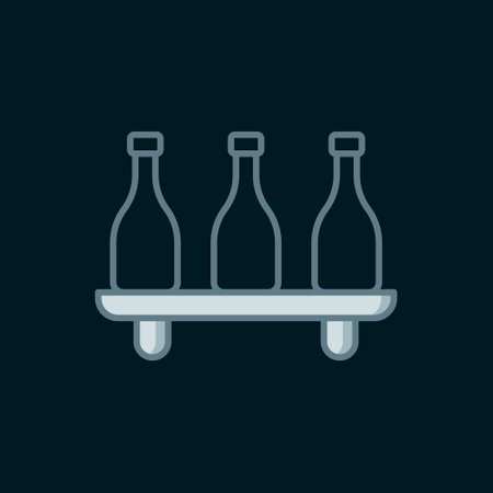 Line Bottle of wine icon isolated on black background. Wine varieties. Flat filled outline style with shadow. Vector.のイラスト素材
