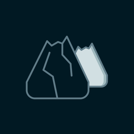 Line Mountains icon isolated on black background. Symbol of victory or success concept. Flat filled outline style with shadow. Vector.のイラスト素材