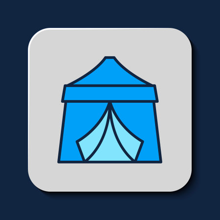 Filled outline Circus tent icon isolated on blue background. Carnival camping tent. Amusement park. Vector.のイラスト素材