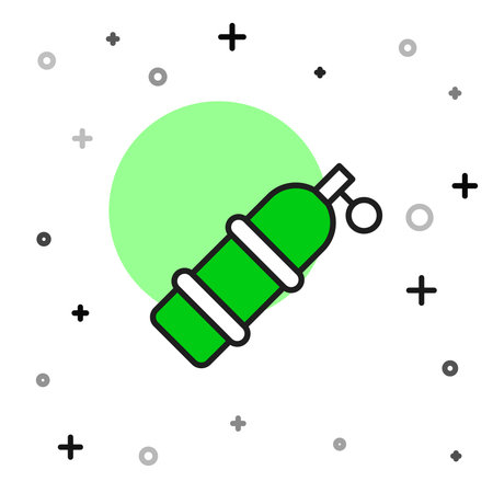 Filled outline Aqualung icon isolated on white background. Oxygen tank for diver. Diving equipment. Extreme sport. Diving underwater equipment. Vector.のイラスト素材