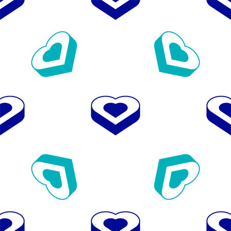 Blue Candy in heart shaped box icon isolated seamless pattern on white background. Valentines Day. Vector.のイラスト素材