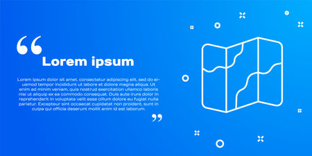 White line Camping and hiking on map icon isolated on blue background. Vector.のイラスト素材