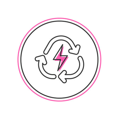 Filled outline Battery with recycle symbol line icon isolated on white background. Battery with recycling symbol - renewable energy concept. Vector.のイラスト素材