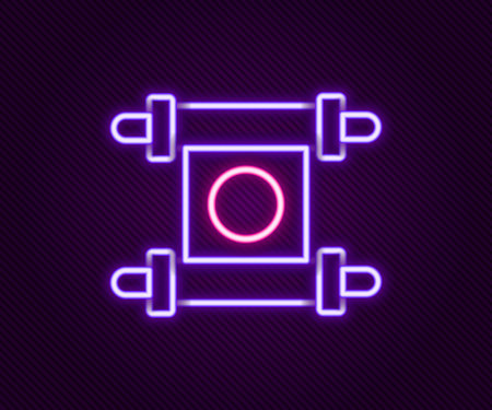 Glowing neon line Decree, paper, parchment, scroll icon isolated on black background. Chinese scroll. Colorful outline concept. Vector.のイラスト素材