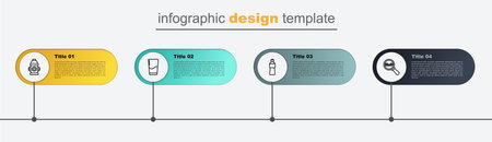 Set line Chemical formula for H2O, Bottle of water, Glass with and Fire hydrant. Business infographic template. Vector.のイラスト素材