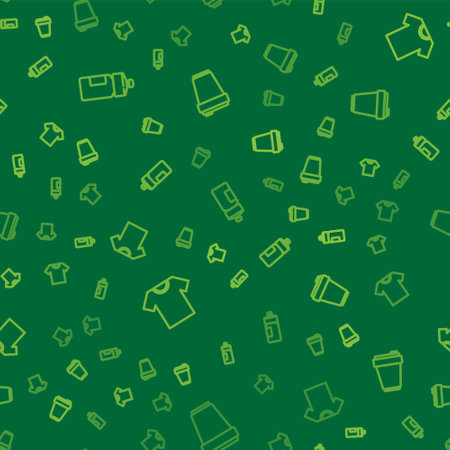 Set line Fitness shaker, T-shirt and on seamless pattern. Vector.