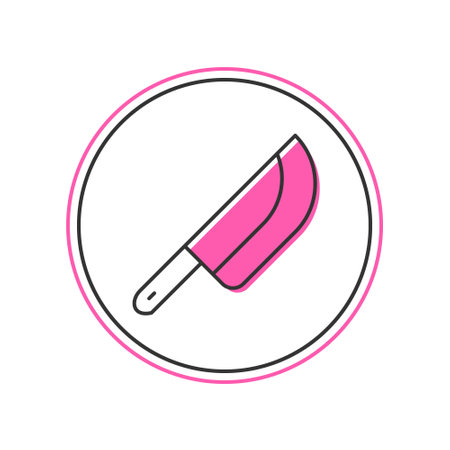 Filled outline Knife icon isolated on white background. Cutlery symbol. Happy Halloween party. Vector.のイラスト素材