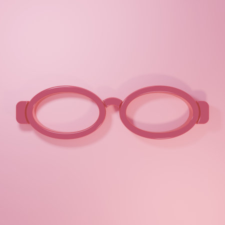 Pink Glasses for swimming icon isolated on pink background. Goggles sign. Diving underwater equipment. Minimalism concept. 3D render illustration.の写真素材