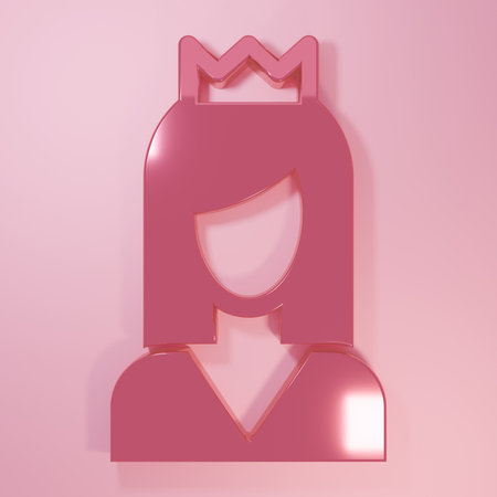 Pink Princess icon isolated on pink background. Minimalism concept. 3D render illustration.の写真素材