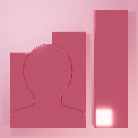 Pink Productive human icon isolated on pink background. Idea work, success, productivity, vision and efficiency concept. Minimalism concept. 3D render illustration.の写真素材
