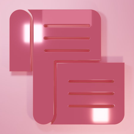 Pink Decree, paper, parchment, scroll icon icon isolated on pink background. Minimalism concept. 3D render illustration.の写真素材