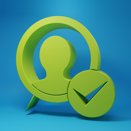 Green Create account screen icon isolated on blue background. Minimalism concept. 3D render illustration.の写真素材