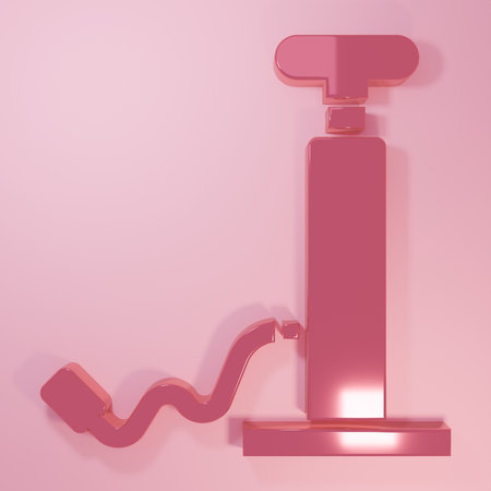 Pink Car air pump icon isolated on pink background. Minimalism concept. 3D render illustration.の写真素材