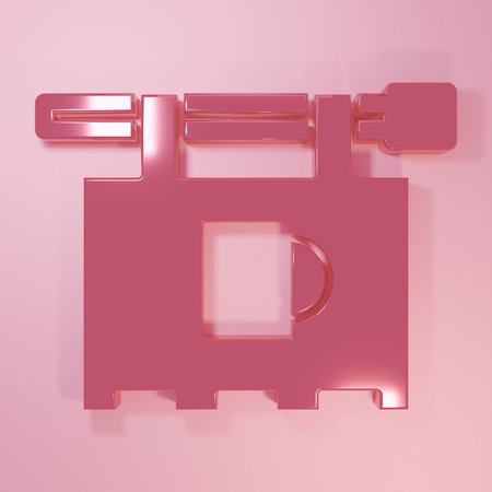 Pink Street signboard with inscription Bar icon isolated on pink background. Suitable for advertisements bar, cafe, restaurant. Minimalism concept. 3D render illustration.の写真素材