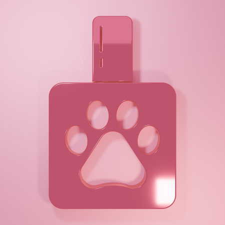 Pink Pet shampoo icon isolated on pink background. Pets care sign. Dog cleaning symbol. Minimalism concept. 3D render illustration.の写真素材