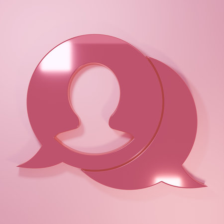 Pink Speech bubble chat icon isolated on pink background. Message icon. Communication or comment chat symbol. Minimalism concept. 3D render illustration.の写真素材