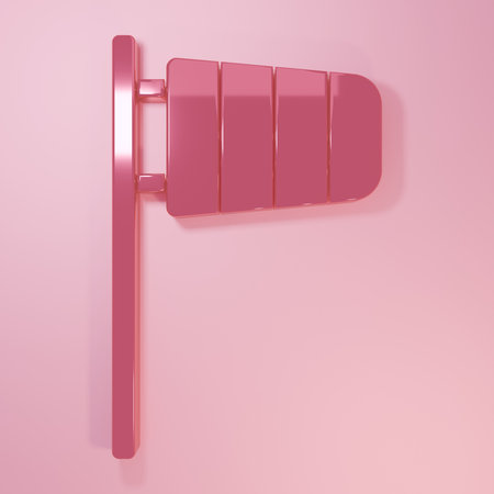 Pink Cone meteorology windsock wind vane icon isolated on pink background. Windsock indicate the direction and strength of the wind. Minimalism concept. 3D render illustration.の写真素材