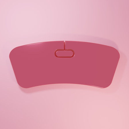 Pink Windshield icon isolated on pink background. Minimalism concept. 3D render illustration.の写真素材