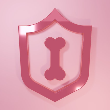 Pink Animal health insurance icon isolated on pink background. Pet protection concept. Minimalism concept. 3D render illustration.の写真素材