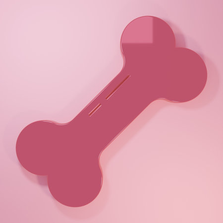 Pink Dog bone icon isolated on pink background. Pets food symbol. Minimalism concept. 3D render illustration.の写真素材