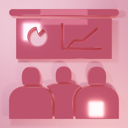 Pink Training, presentation icon isolated on pink background. Minimalism concept. 3D render illustration.の写真素材