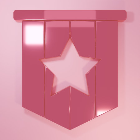 Pink American flag icon isolated on pink background. Flag of USA. United States of America. Minimalism concept. 3D render illustration.の写真素材