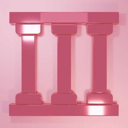 Pink Prison window icon isolated on pink background. Minimalism concept. 3D render illustration.の写真素材