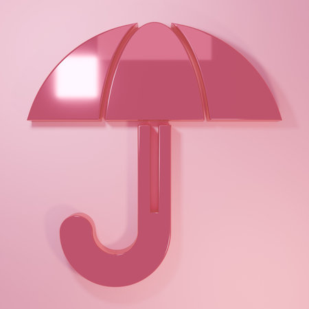 Pink Classic elegant opened umbrella icon isolated on pink background. Rain protection symbol. Minimalism concept. 3D render illustration.の写真素材