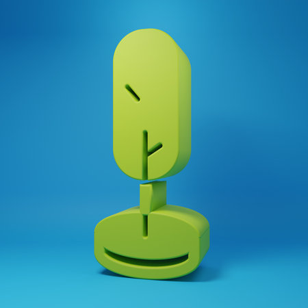 Green Tree icon isolated on blue background. Forest symbol. Minimalism concept. 3D render illustration.の写真素材