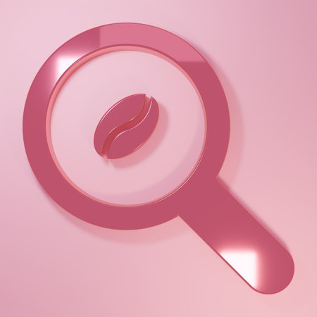 Pink Selection coffee beans icon isolated on pink background. Minimalism concept. 3D render illustration.の写真素材
