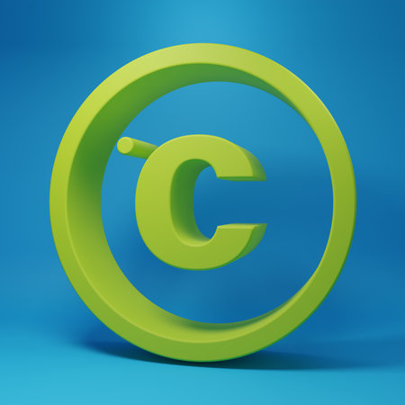 Green icon isolated on blue background. Minimalism concept. 3D render illustration.の写真素材