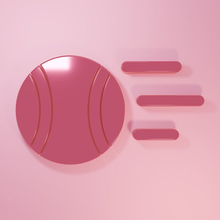 Pink Tennis ball icon isolated on pink background. Sport equipment. Minimalism concept. 3D render illustration.の写真素材