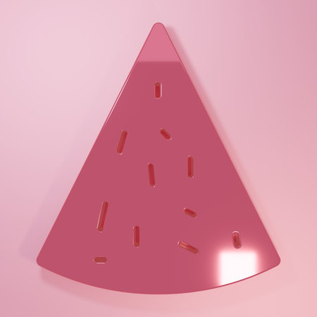 Pink Nachos icon isolated on pink background. Tortilla chips or nachos tortillas. Traditional Mexican fast food. Minimalism concept. 3D render illustration.の写真素材