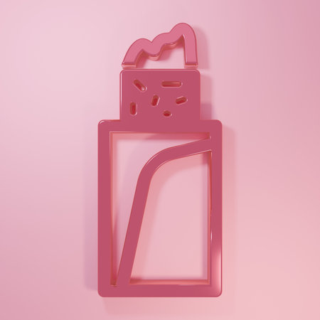 Pink Burrito icon isolated on pink background. Minimalism concept. 3D render illustration.の写真素材