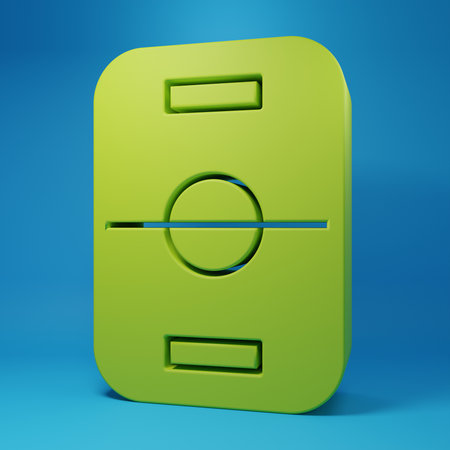 Green Hockey table icon isolated on blue background. Minimalism concept. 3D render illustration.の写真素材