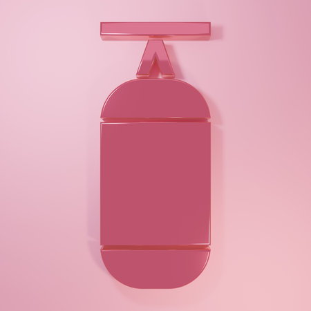 Pink Punching bag icon isolated on pink background. Minimalism concept. 3D render illustration.の写真素材