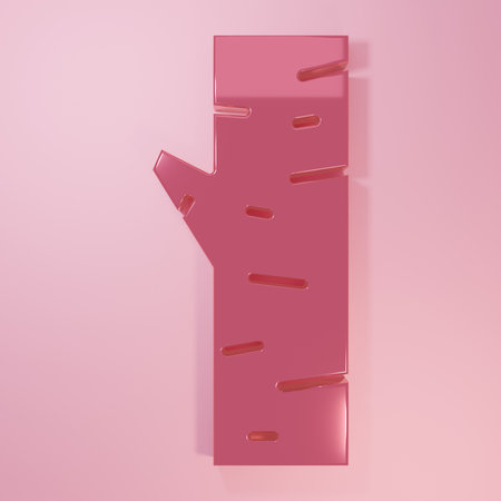 Pink Birch tree icon isolated on pink background. Minimalism concept. 3D render illustration.の写真素材