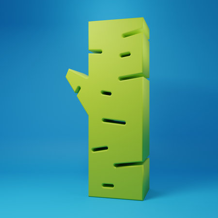 Green Birch tree icon isolated on blue background. Minimalism concept. 3D render illustration.の写真素材