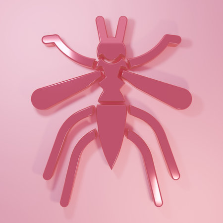 Pink Mosquito icon isolated on pink background. Minimalism concept. 3D render illustration.の写真素材