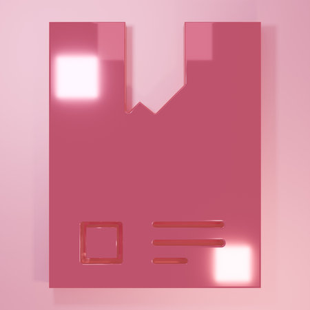 Pink Bag of coffee beans icon isolated on pink background. Minimalism concept. 3D render illustration.の写真素材