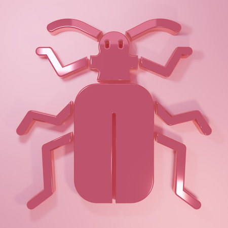 Pink Chafer beetle icon isolated on pink background. Minimalism concept. 3D render illustration.の写真素材