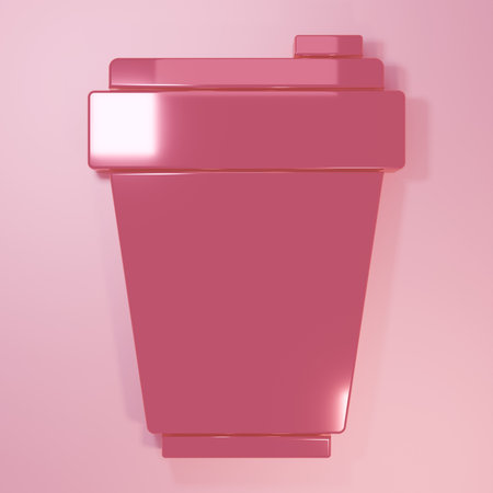 Pink Fitness shaker icon isolated on pink background. Sports shaker bottle with lid for water and protein cocktails. Minimalism concept. 3D render illustration.の写真素材