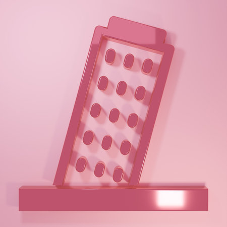 Pink Leaning Tower in Pisa icon isolated on pink background. Italy symbol. Minimalism concept. 3D render illustration.の写真素材