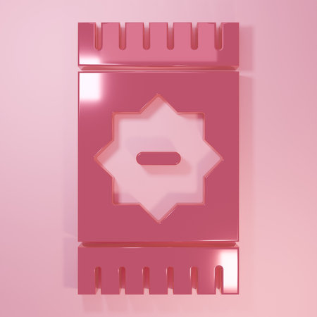 Pink Mexican carpet icon isolated on pink background. Minimalism concept. 3D render illustration.の写真素材