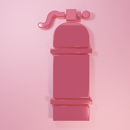 Pink icon isolated on pink background. Oxygen tank for diver. Diving equipment. Extreme sport. Sport equipment. Minimalism concept. 3D render illustration.の写真素材