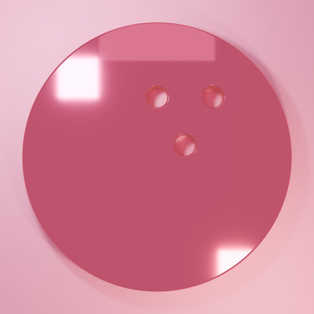 Pink Bowling ball icon isolated on pink background. Sport equipment. Minimalism concept. 3D render illustration.の写真素材
