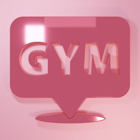 Pink Location gym icon isolated on pink background. Minimalism concept. 3D render illustration.の写真素材